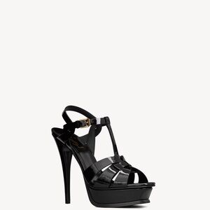 Yves Saint Laurent Black Strappy Platform Heels